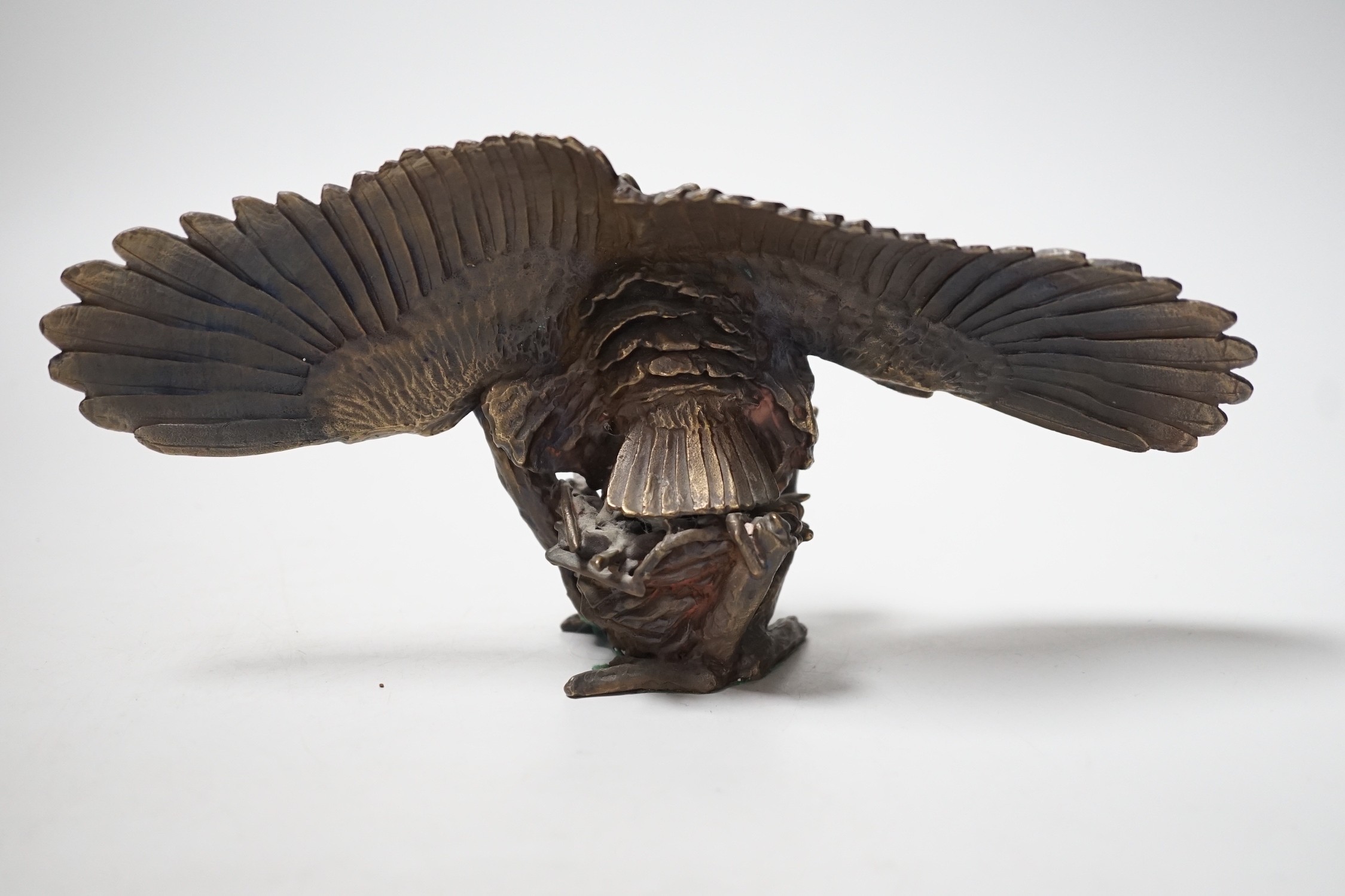 Paul Eaton - a limited edition bronze owl, signed and dated ‘91, numbered 013, wingspan 24.5cm